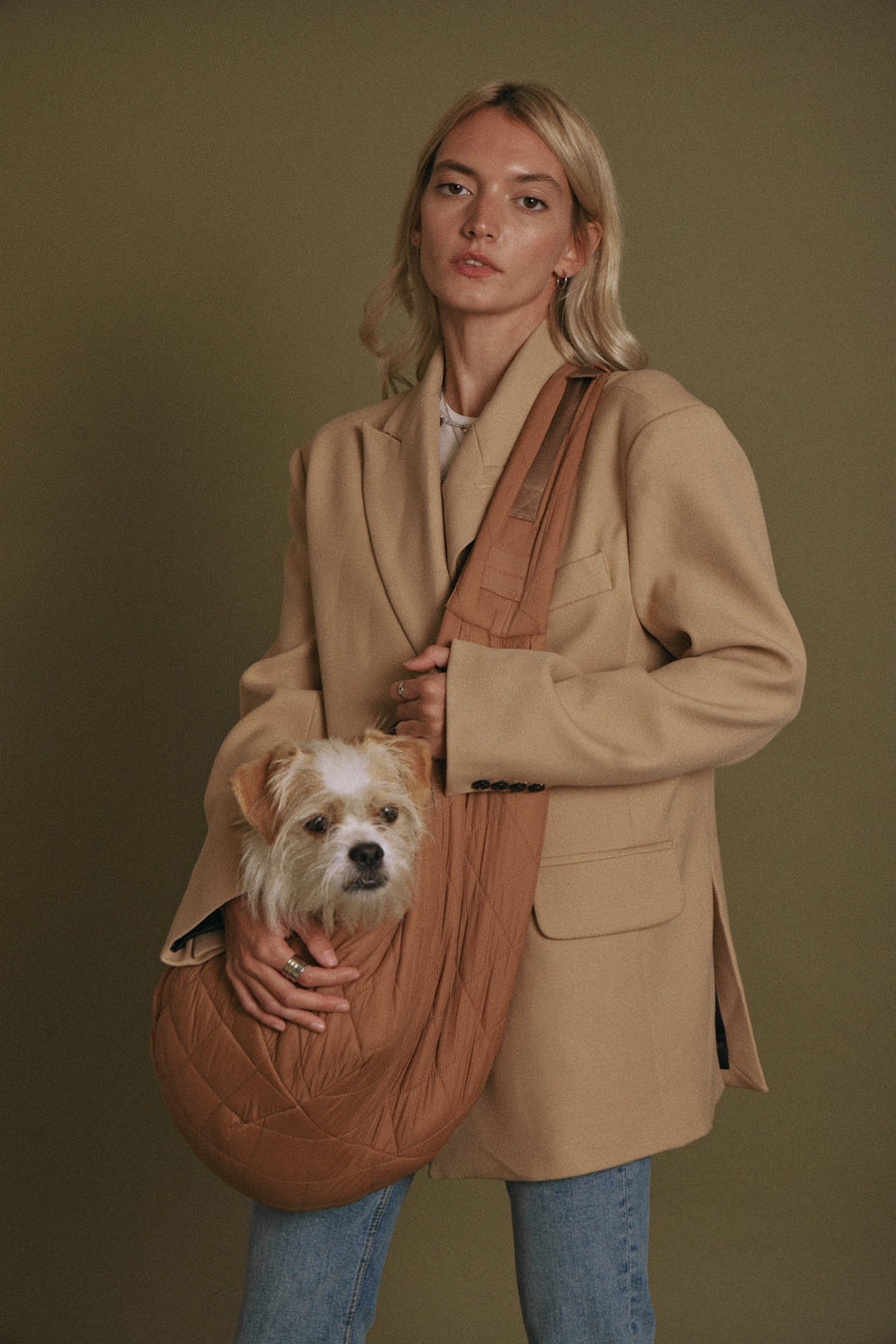 Maxbone Eco Packable Sling Dog Carrier Bag in Light Camel