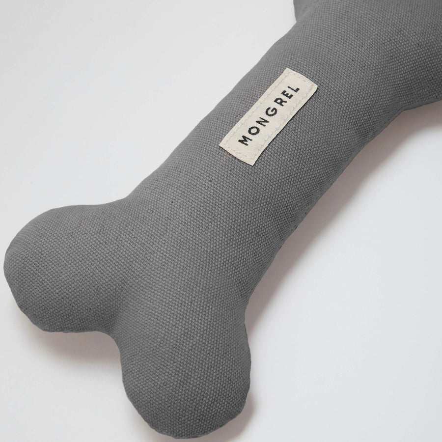 Mongrel Canvas Bone Dog Toy in Coal