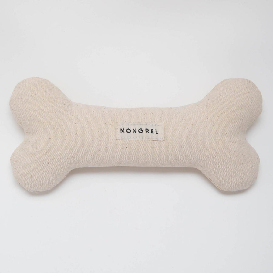 Mongrel Canvas Bone Dog Toy in Natural