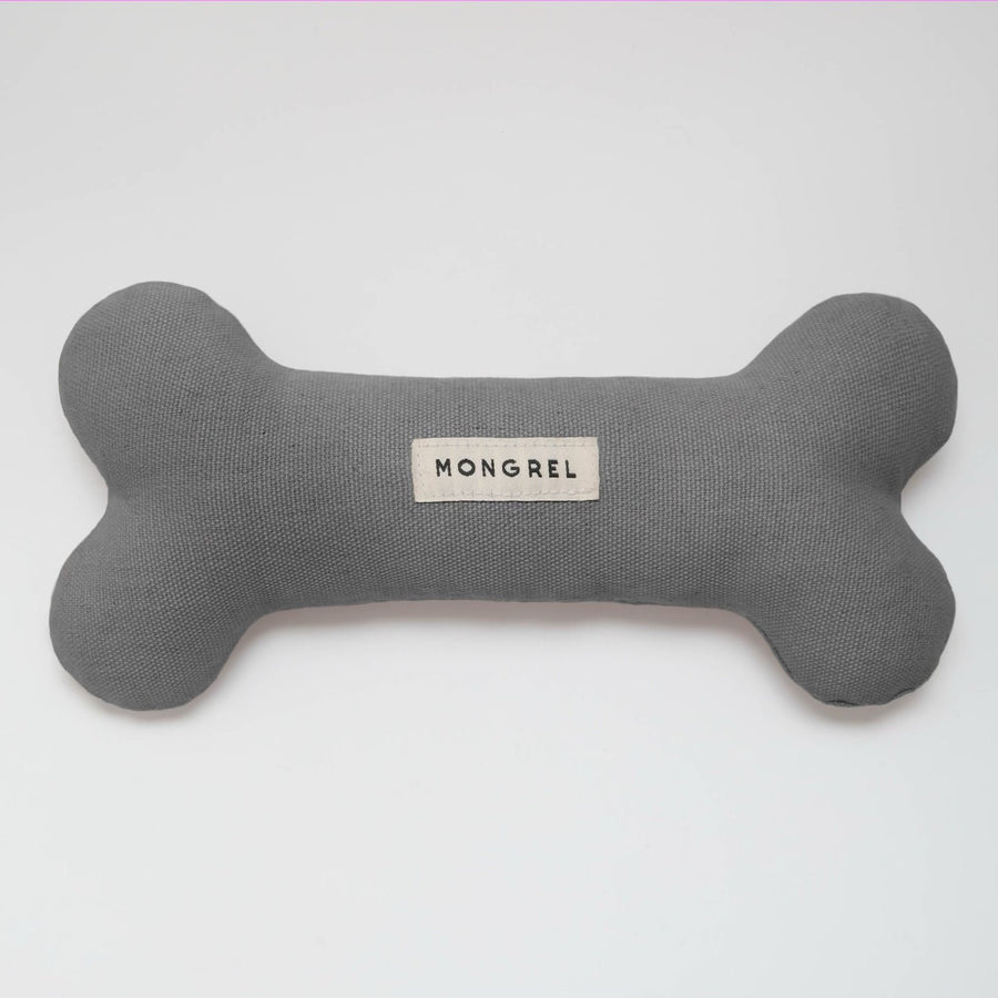 Mongrel Canvas Bone Dog Toy in Coal