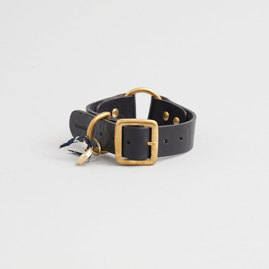 Kintails Black Leather Dog Collar